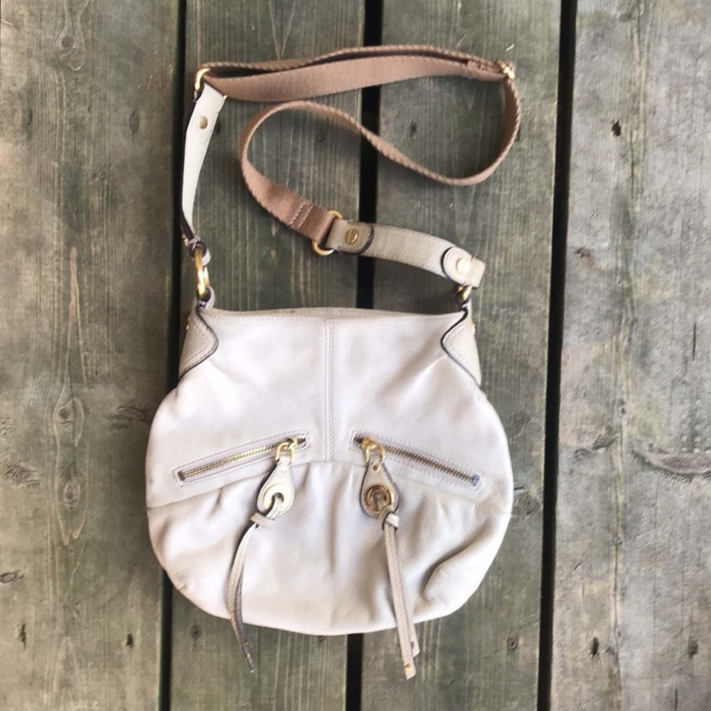 B Makowsky white leather handbag
